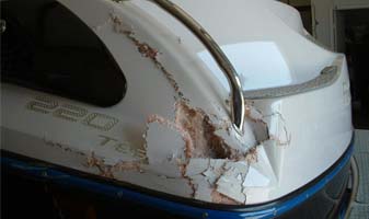 port carling boat repair - collision and accidents. Holes, fiberglass damage